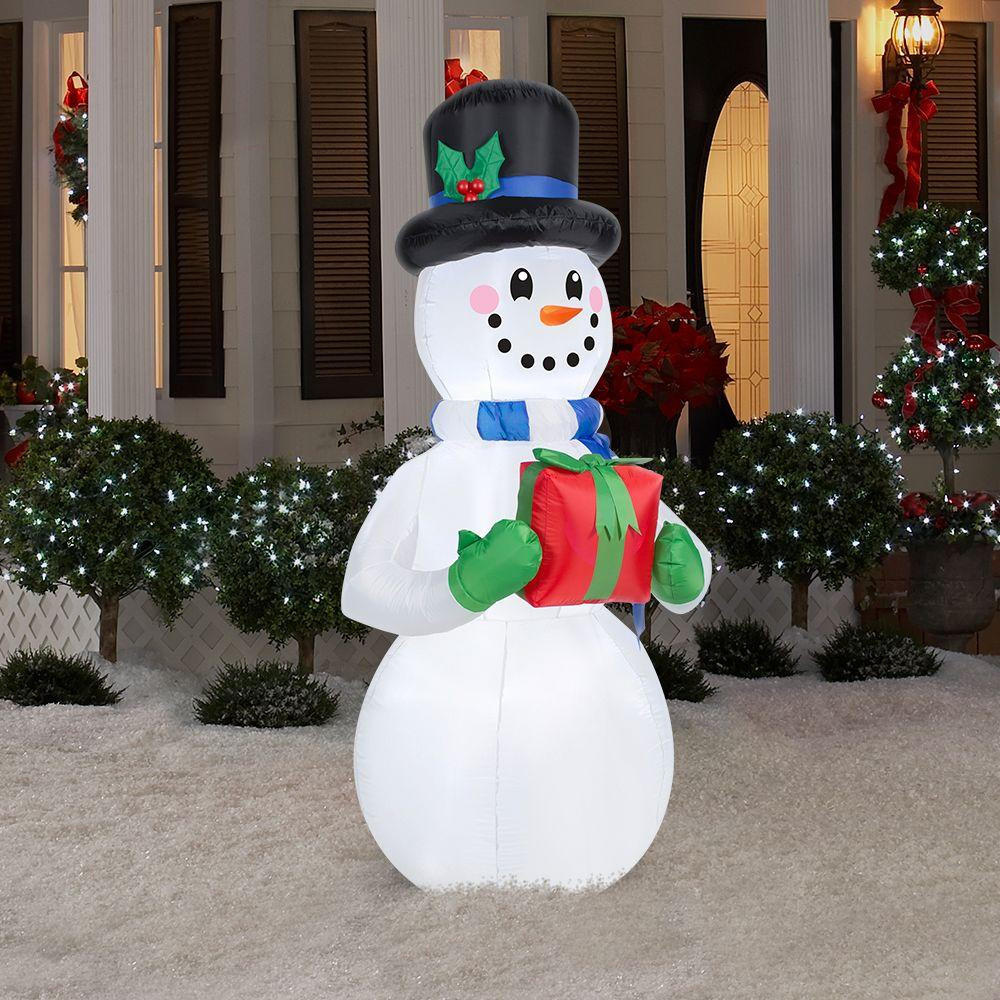 Tis Your Season | 6.5 ft. H Inflatable Snowman with Present Christmas ...