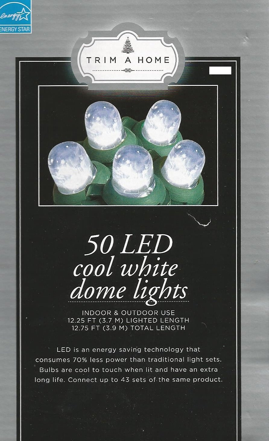 50-Light LED Cool White Dome Light Set