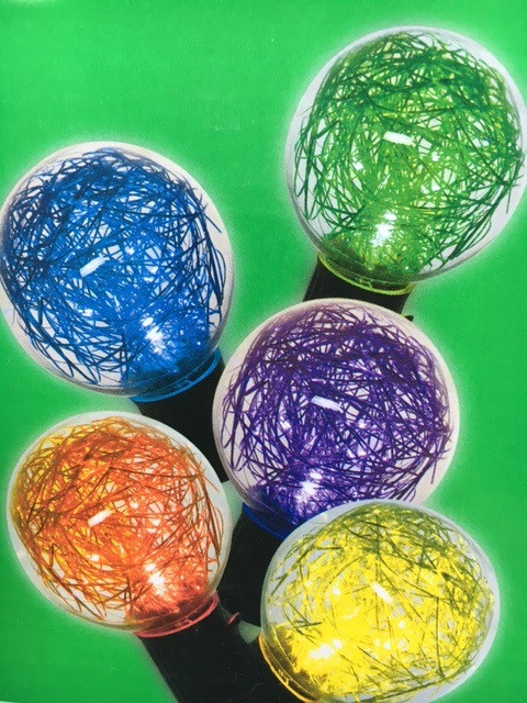 10 LED Multi Color Glass Globe with Tinsel Light Set