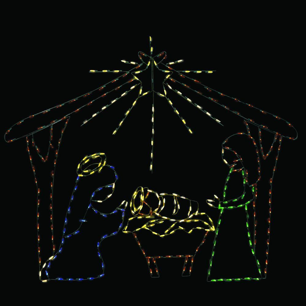 60 in. Animotion LED Wire Decor Nativity Scene