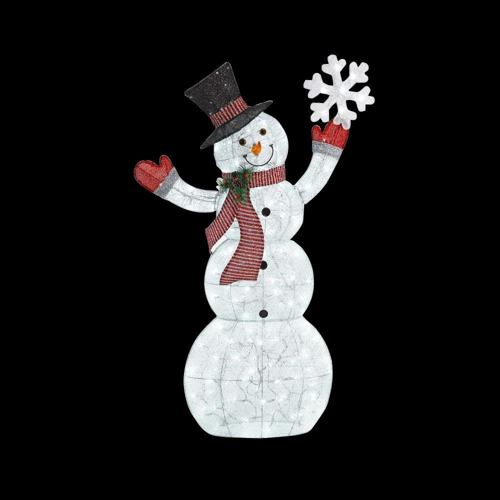 62" LED Lighted Acrylic Snowman with Snowflake Outdoor Christmas Decoration