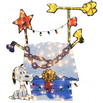48 inch Pre-lit 2D Peanuts Snoopy Decorated Dog House 